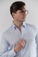 Niebieska koszula button down z czystego lnu