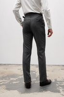 Spodnie męskie szara pepitka wysoki stan flanela wełniana