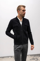 Sweter męski czarny na zamek z kieszeniemi styl militarny