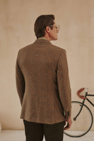 Klubowa marynarka z wełny w brązową kratę