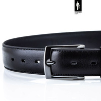 Pasek męski skórzany 3,5 cm czarna ziarnista skóra