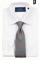 Jedwabny krawat w szarobeżowym kolorze z turkusowym mikrowzorem