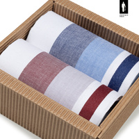 Bawełniane chusteczki męskie w niebiesko-granatowe oraz szaro-bordowe szerokie pasy – zestaw 2 sztuk