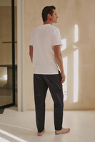 Piżama męska z długimi spodniami z granatowej satyny