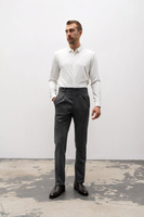 Spodnie męskie szara pepitka wysoki stan flanela wełniana