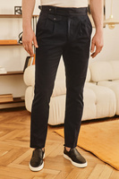 Granatowe spodnie chino wysoki stan