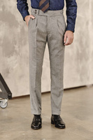 Szare spodnie wysoki stan z wełnianej flaneli