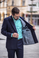 Garnitur dwurzędowy Sartoria granatowa wełna