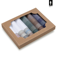 Bawełniane chusteczki męskie w paski i kratkę (kolorystyczny mix) – zestaw 6 sztuk