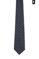 Jedwabny krawat grafitowy z niebieskim mikrowzorem