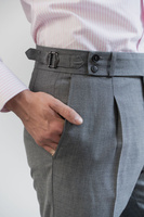 Spodnie wysoki stan jasnoszary tropik wełniany