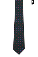 Ciemnozielony krawat z jedwabiu drukowanego z czerwonym wzorem – włoska elegancja