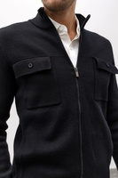 Sweter męski czarny na zamek z kieszeniemi styl militarny