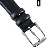 Pasek męski skórzany 3,5 cm czarna ziarnista skóra