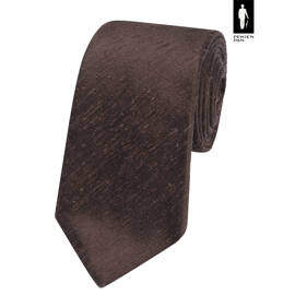 Krawat brązowy z jedwabnego szantungu