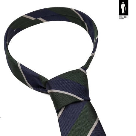 Jedwabny krawat regimental w grantowo-zielone pasy
