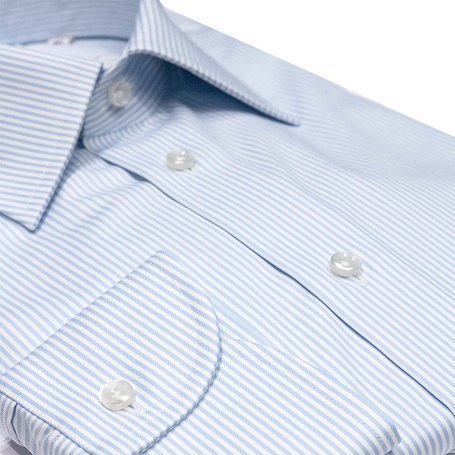 Koszula męska w błękitne paski 100% bawełna twill
